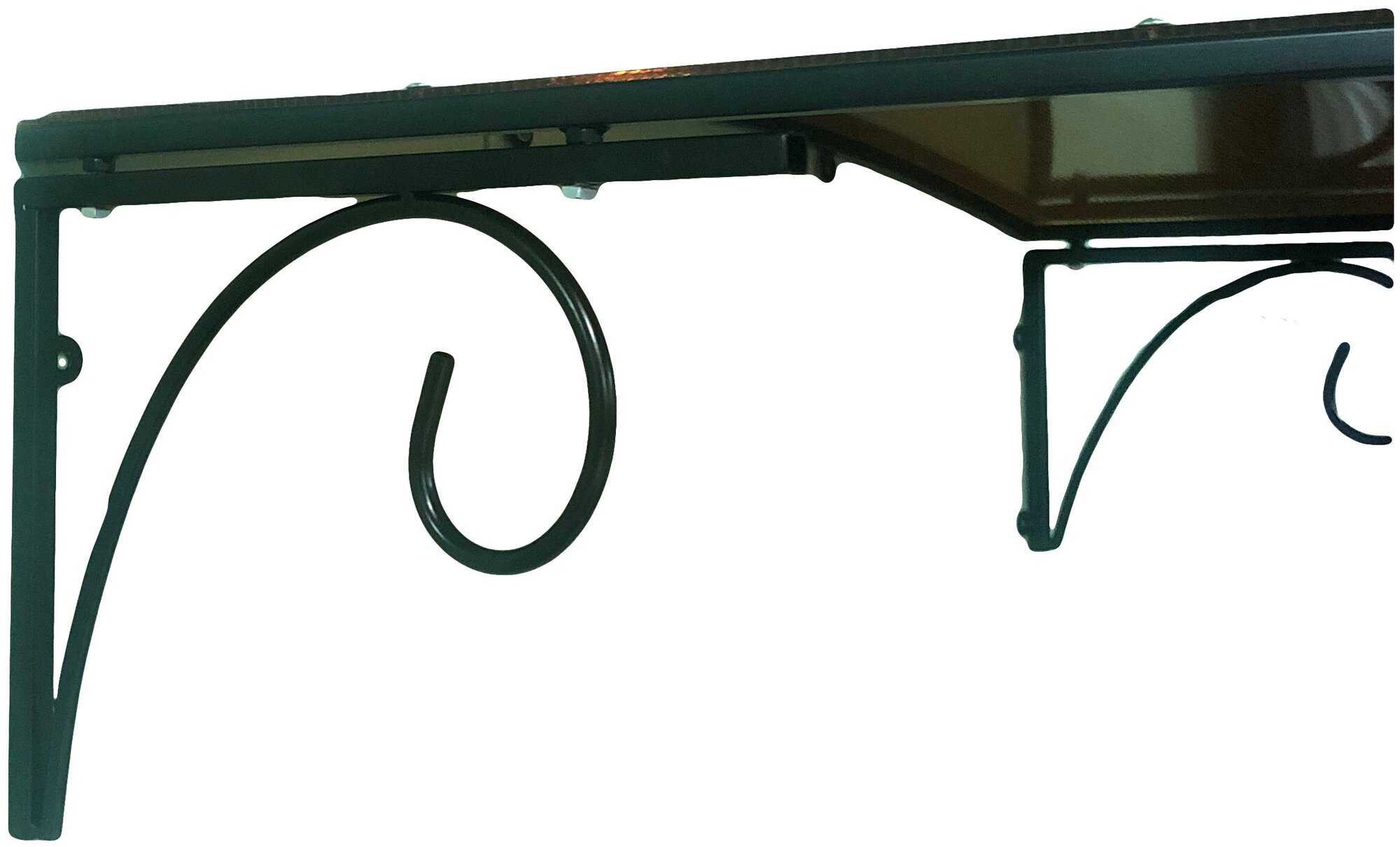 Козырек металлический над крыльцом, над входной дверью YS109, ArtCore, черный каркас с прозрачным поликарбонатом, 115х80х37 см - фотография № 4