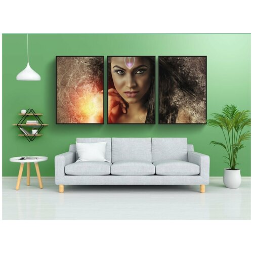 фото Набор модулных постеров для интерьера "женщина, портрет, красивая" 60x90 см. в тубусе, без рамки lotsprints