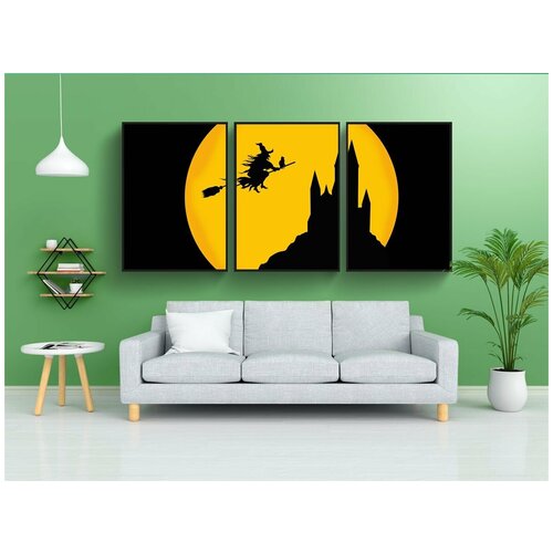 фото Набор модулных постеров для интерьера "замок, ведьма, ночь" 60x90 см. в тубусе, без рамки lotsprints