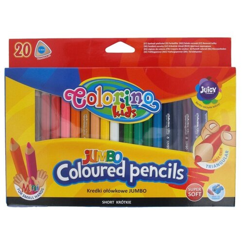 Colorino JUMBO Треугольные цветные карандаши мини заточенный 20 цв. CL32971PTR с точилкой
