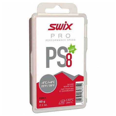 Мазь Swix PS8 скольжен. для лыж/сноуб. темп.:+4/-4 тверд. 60гр красный (PS08-6) - фото №1