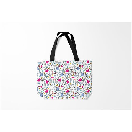 фото Сумка-шоппер / 46х35 см / медицина / медсестра медицинский паттерн burnettie