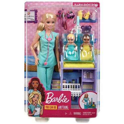 фото Набор игровой barbie кем быть? профессии детский доктор врач педиатр блондинка gkh23