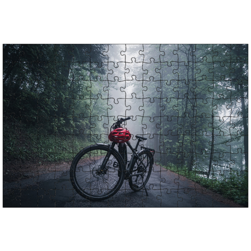 фото Магнитный пазл 27x18см."лес, velo, велосипед" на холодильник lotsprints