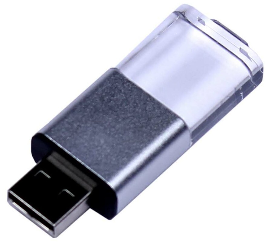 Пластиковая флешка с выдвижным механизмом и кристаллом (32 Гб / GB USB 2.0 Черный/Black cristal10)