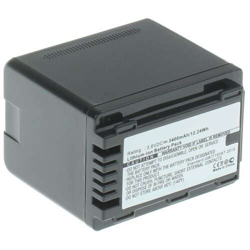 Аккумулятор iBatt iB-B1-F457 3400mAh для Panasonic VW-VBT190, VW-VBT380, VW-VBY100, VW-VBT380E-K, аккумуляторная батарея аккумулятор vw vbt190 для видеокамеры panasonic hc v110 1950mah 3 6v