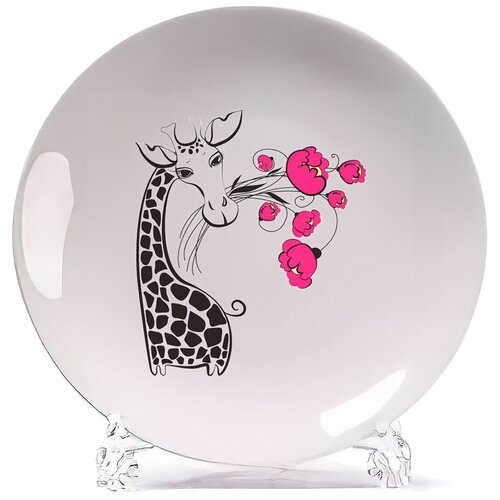 фото Тарелка coolpodarok животные жирафик с цветами