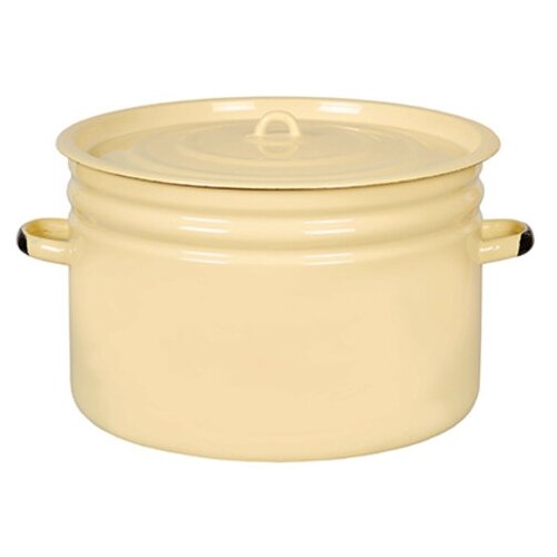 Бак эмалированный 18л, д33см, h23см, металлическая крышка, кремовый (Россия)