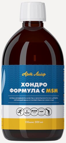 Изображение товара Art Life Хондро Формула с MSM, Профилактика и терапия различных нарушений суставов 500 мл