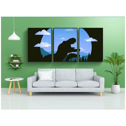 фото Набор модулных постеров для интерьера "динозавр, юрский период, рекс" 60x90 см. в тубусе, без рамки lotsprints