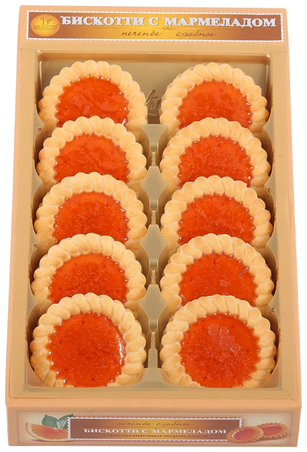 Печенье БИСКОТТИ с апельсиновым мармеладом в коробке 235 г