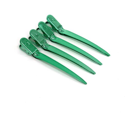 Gera Professional, Зажим металлический цвет зеленый, 4 штуки в упаковке