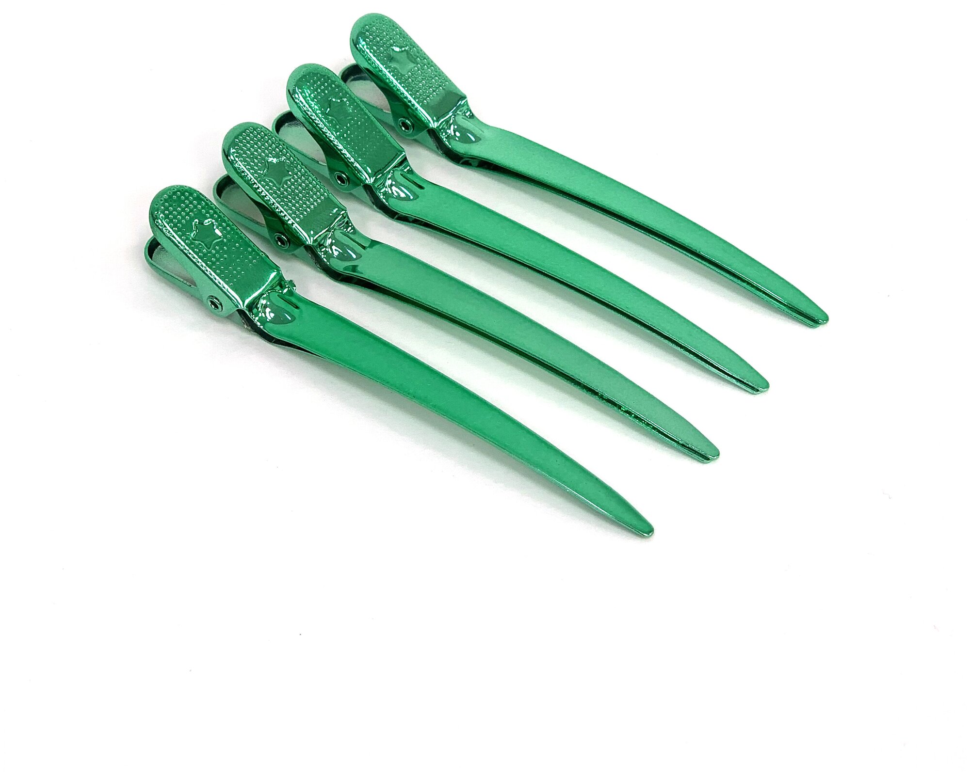 Gera Professional, Зажим металлический цвет зеленый, 4 штуки в упаковке
