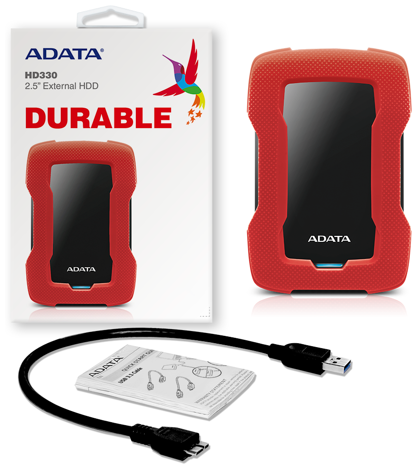 Внешний жесткий диск 2.5 1 Tb USB 3.1 A-Data AHD330-1TU31-CRD HD330 красный
