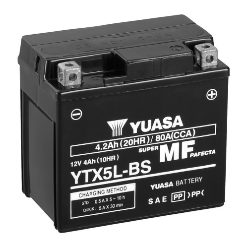 Аккумулятор мотоциклетный Yuasa AGM 12V 4Ah сухозаряженный АКБ в комплекте с электролитом YTX5L-BSCP
