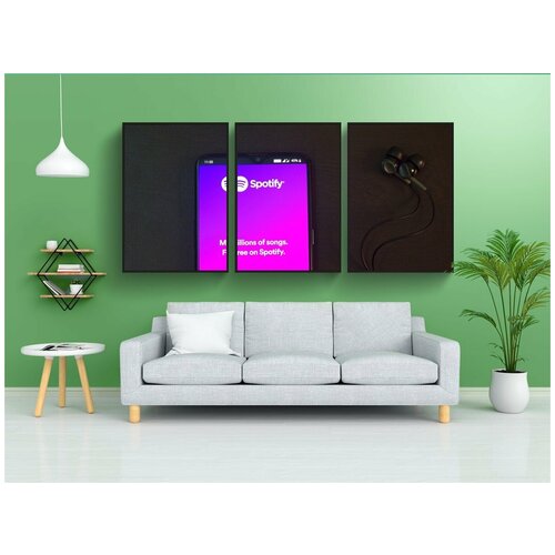 фото Набор модулных постеров для интерьера "spotify, музыка потокового, потоковая передача" 60x90 см. в тубусе, без рамки lotsprints