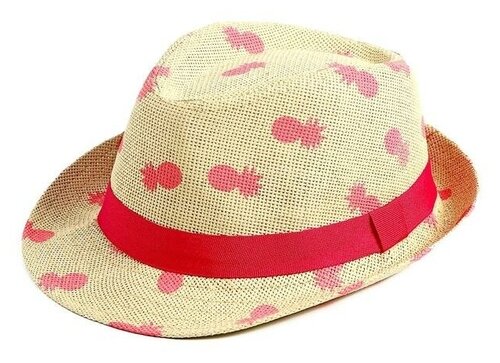 Шляпа Overhat летняя, солома, размер 52, бежевый, розовый