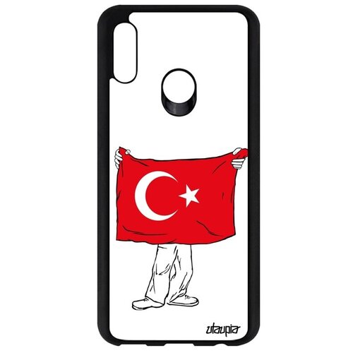 фото Защитный чехол на телефон // huawei p smart 2019 // "флаг турции с руками" стиль государственный, utaupia, белый