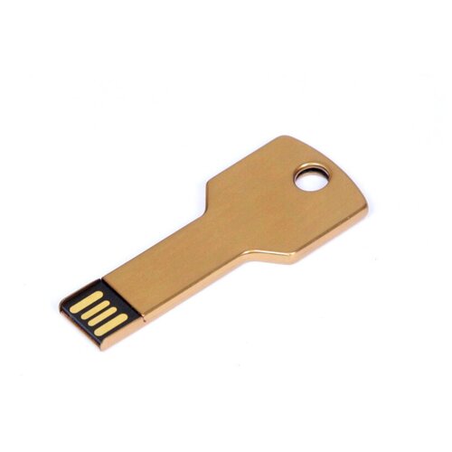 Металлическая флешка Ключ для нанесения логотипа (4 Гб / GB USB 2.0 Золотой/Gold KEY) кожаная флешка для нанесения логотипа с магнитным замком 128 гб gb usb 3 0 белый white 216 флеш карта боцман