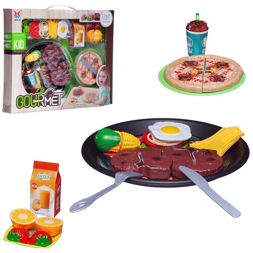 фото Набор продуктов junfa серия гурман: ужин с друзьями со стейками и пиццей junfa toys