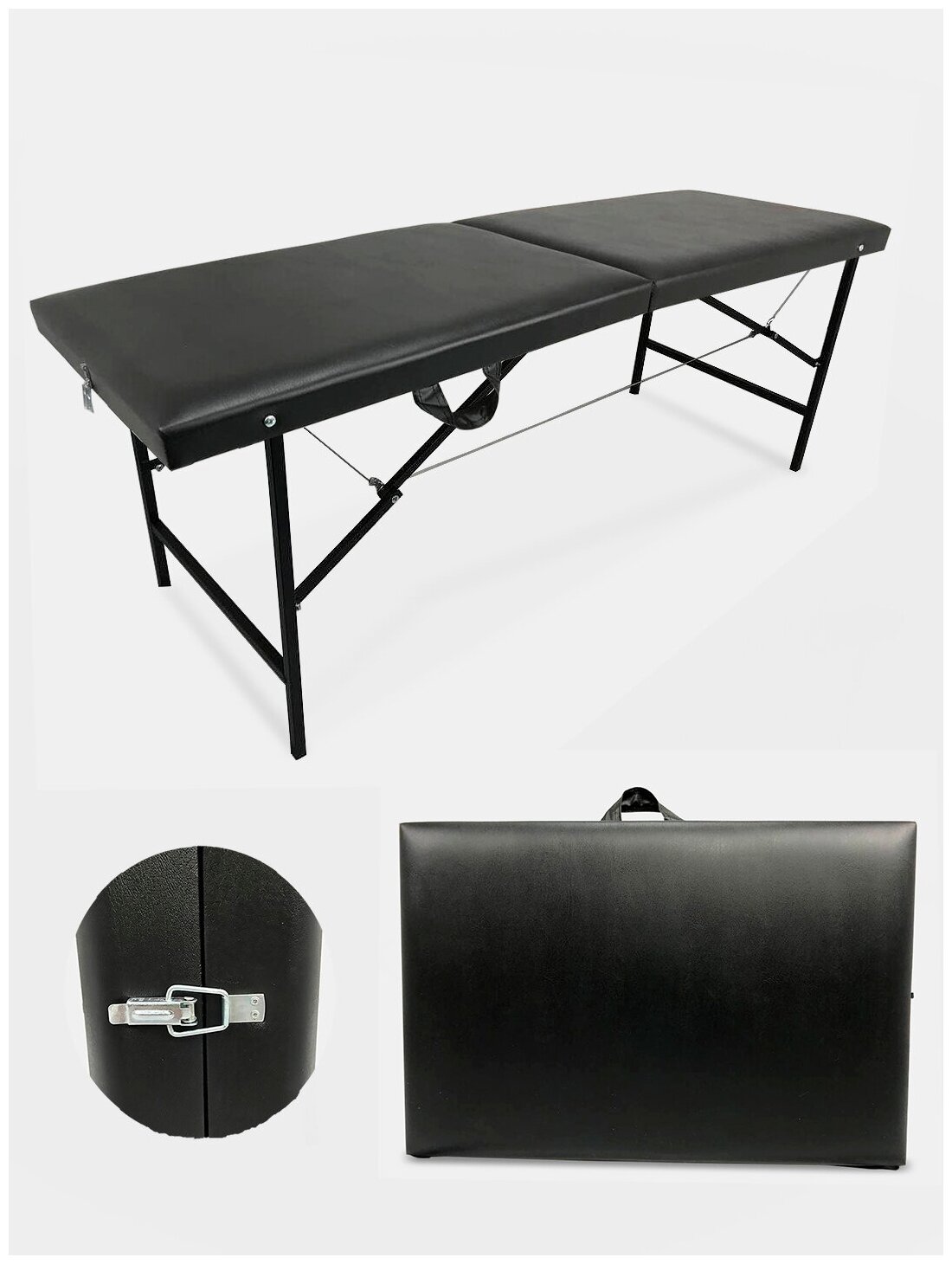 Массажный стол складной 180х60х72 см Черная. Стол для массажа. Кушетка складная массажная.
