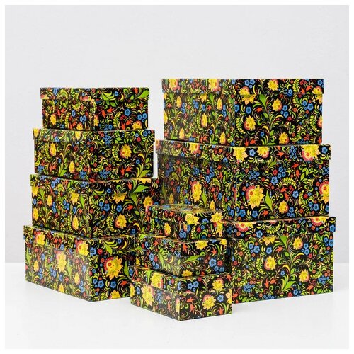 фото Набор коробок 10 в 1"хохлома", 30,5 х 20 х 13 - 12 х 6,5 х 4 см 4967228 . yandex market