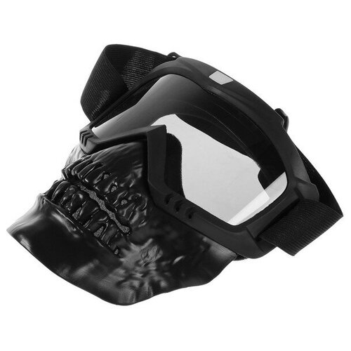 Очки-маска для езды на мототехнике, разборные, визор затемненный, цвет черный 1 шт