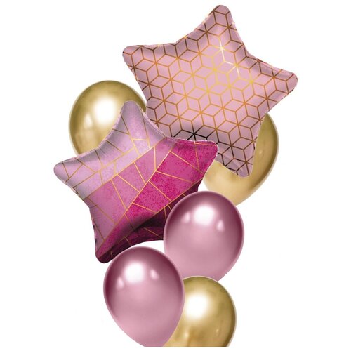 фото Букет шаров "геометрия" фольга. латекс, набор 7 шаров страна карнавалия