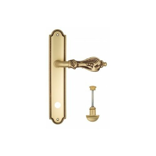 Дверная ручка Venezia FLORENCE WC-2 на планке PL98 французское золото + коричневый