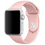 Силиконовый ремешок на Apple Watch 38 mm, 40 mm и 41 mm / Спортивный браслет для смарт часов Эпл Вотч 38-40-41 мм / Длина 210 мм / Розовый песок - изображение