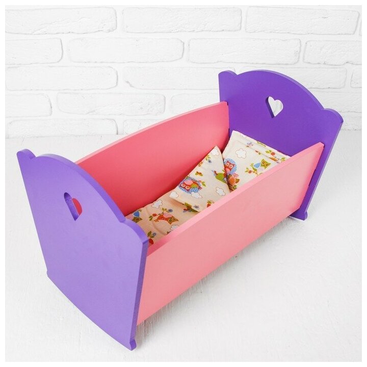 Краснокамская игрушка Мебель кукольная «Кроватка», розово-сиреневая