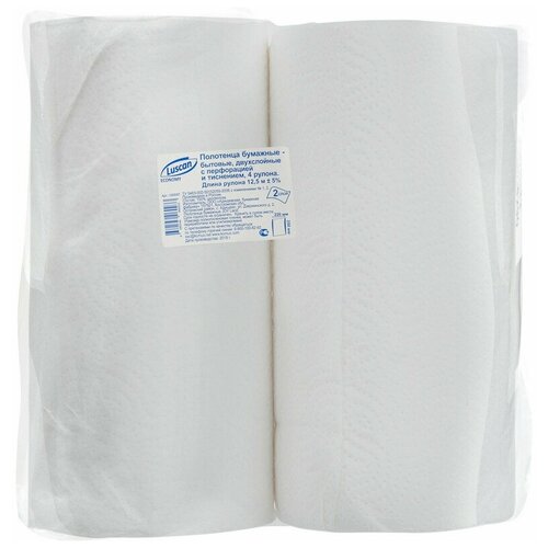 Полотенца бумажные Luscan Economy 2 слоя, целлюлоза с тиснением, 4рул/уп