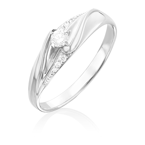 PLATINA jewelry Кольцо из белого золота с бриллиантом 01-4962-00-101-1120-30, размер 16