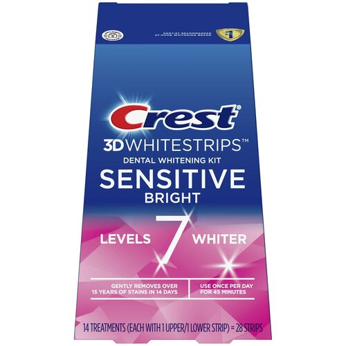 Crest 3D Whitestrips Sensitive Bright  Отбеливающие полоски для зубов  Новинка 2023