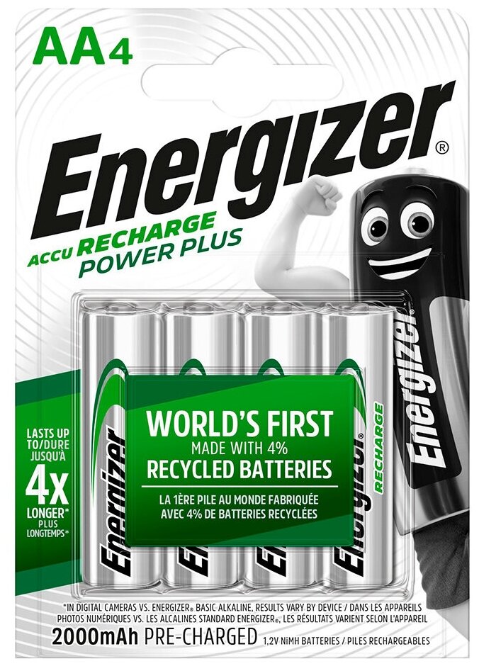 Аккумулятор Energizer Power Plus АА пальчиковый NH15 1,2 В 2000 мАч (4 шт.)