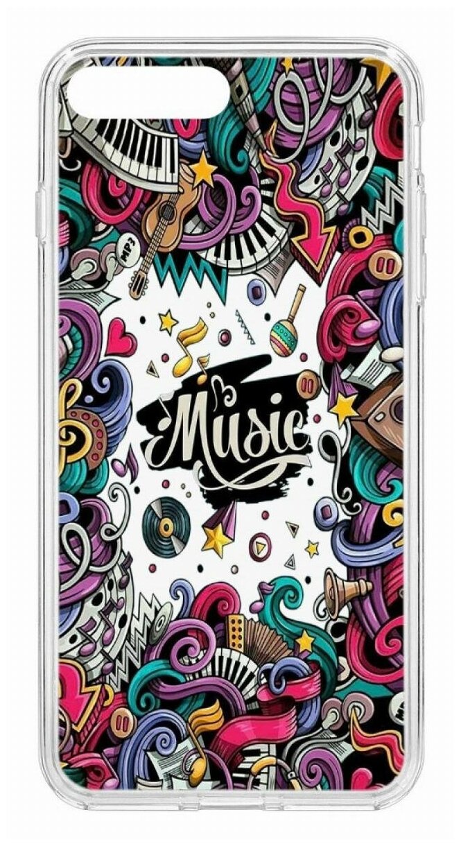 Чехол для iPhone 7 Plus/8 Plus Kruche Print Music,противоударная пластиковая накладка с рисунком,защитный силиконовый бампер с защитой камеры