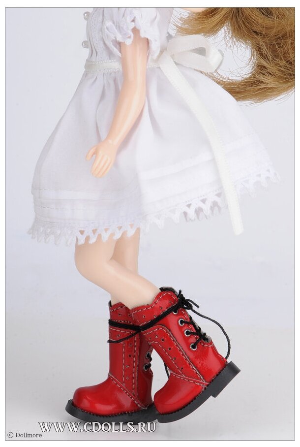 Ботинки для кукол Dollmore 12 inches Anfan Noon Boots (Высокие на шнуровке: цвет красный для кукол Доллмор/Пуллип/Блайз)