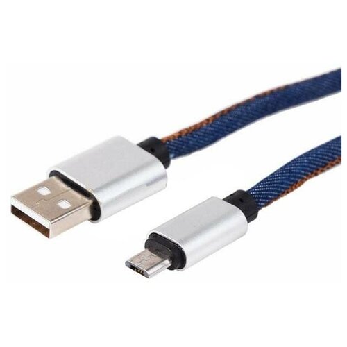 USB кабель microUSB шнур в джинсовой оплетке REXANT