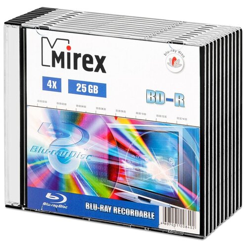 Диск BD-RMirex25Gb 4x, 10 шт. коробка blu ray box для 3 дисков со вставкой упаковка 10 шт