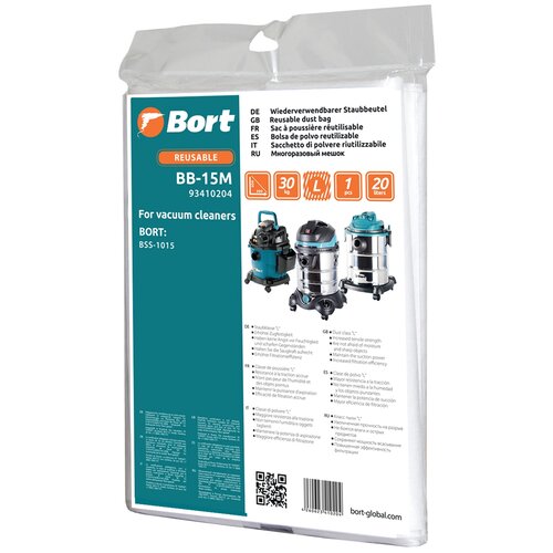 мешки пылесборные bort bb 30p 93411072 Bort Мешки пылесборные Bort BB-15M, белый, 1 шт.