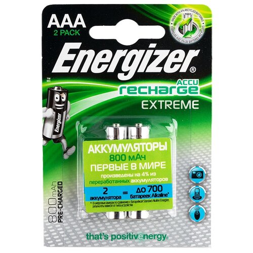 фото Аккумулятор energizer recharge extreme aaa, 1.2 в, 800 мач, nimh bl2