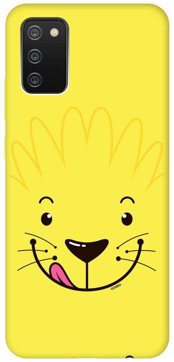 Силиконовая чехол-накладка Silky Touch для Samsung Galaxy A02s с принтом "Minimalistic Lion" желтая