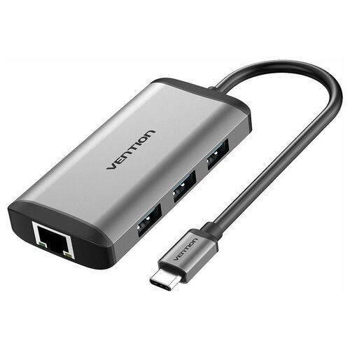 Мультифункциональный хаб Vention USB Type C 6 в 1 (CNCHB) хаб usb с сетевой картой 3 x usb 3 0 type a 1 xrj45 1гб сек orient jk 340