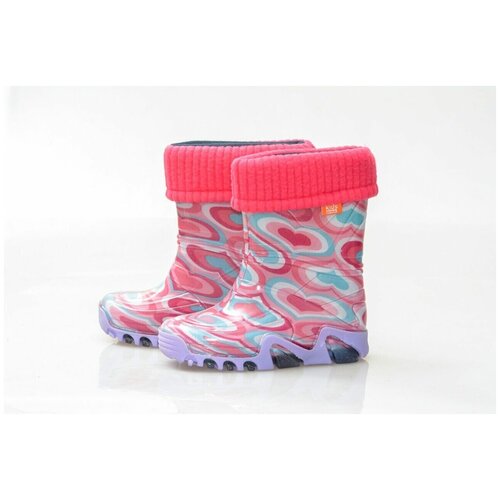 фото Резиновые сапоги сиреневые сердца, с вынимающимся утеплителем, размер 34-35 demar