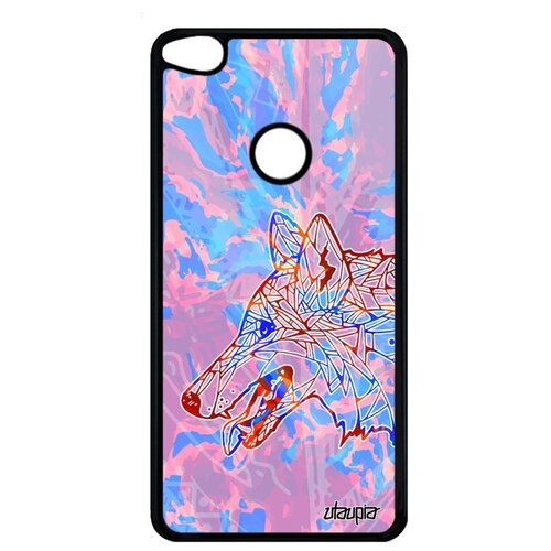 фото Красивый чехол на смартфон // huawei p8 lite 2017 // "волк" злой хищник, utaupia, розовый