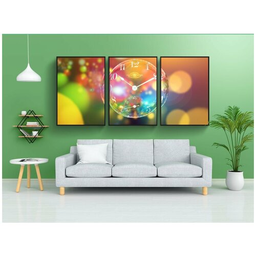 фото Набор модулных постеров для интерьера "часы, боке, время ожидания" 60x90 см. в тубусе, без рамки lotsprints