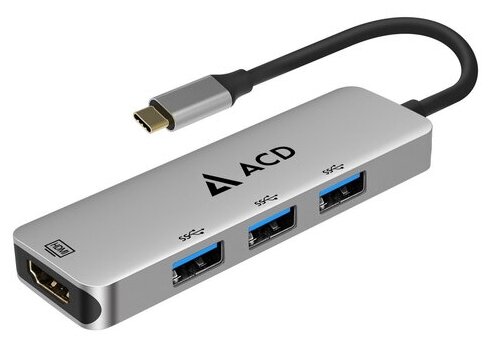 Адаптер ACD Fusion C104 Адаптер 4-в-1 USB-C в 3xUSB3.0/HDMI (ACD-C104-UAL) RTL {50}