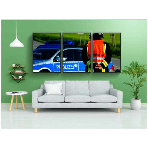 фото Набор модулных постеров для интерьера "пожарные, полиция, несчастный случай" 60x90 см. в тубусе, без рамки lotsprints