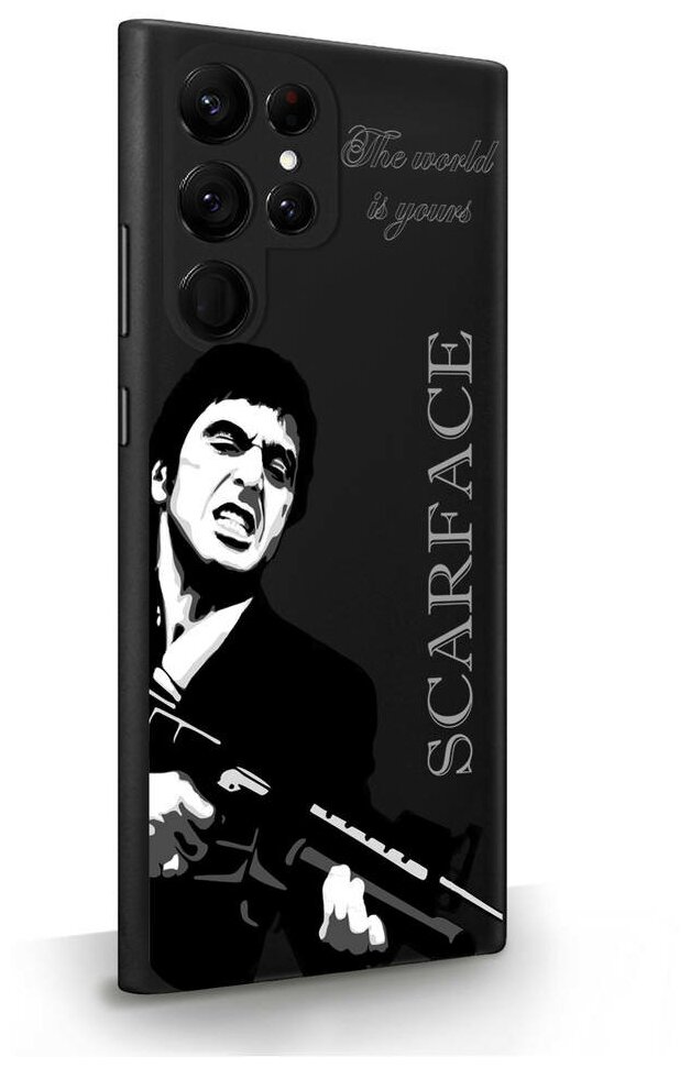 Черный силиконовый чехол MustHaveCase для Samsung Galaxy S22 Ultra Scarface Tony Montana Лицо со шрамом для Самсунг Галакси С22 Ультра