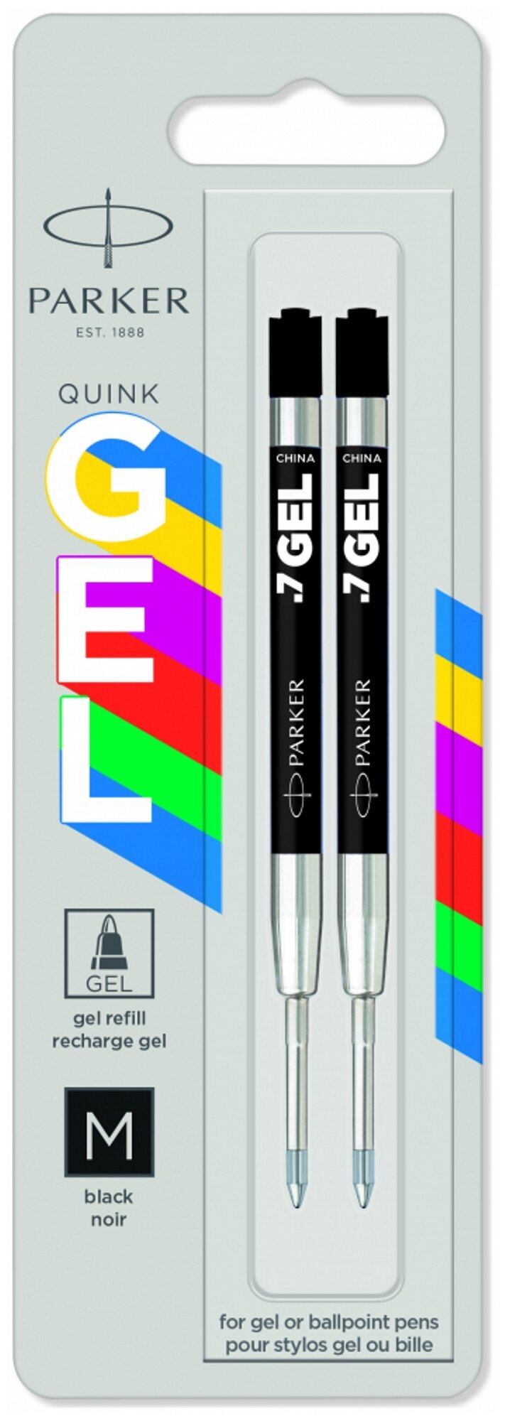 Стержень для гелевой ручки PARKER Gel Ball Point Z10 М, 0.7 мм, 98 мм (2 шт.) черный
